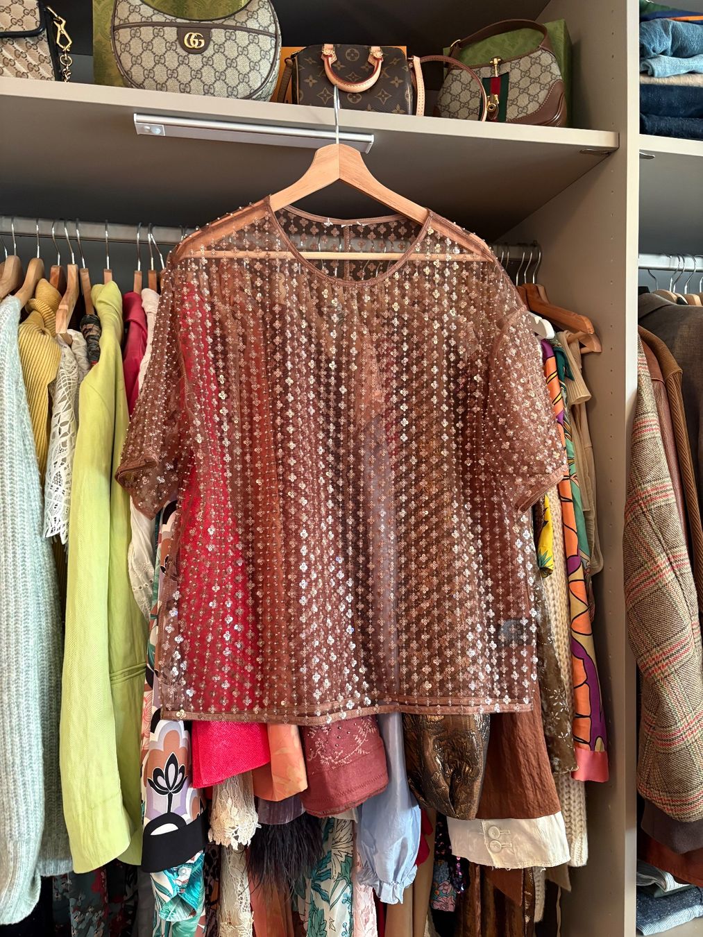 Top: Braune Pailletten Bluse, Gr. M ✨ – Usato da Gutenswil venduto da mse_hbj5