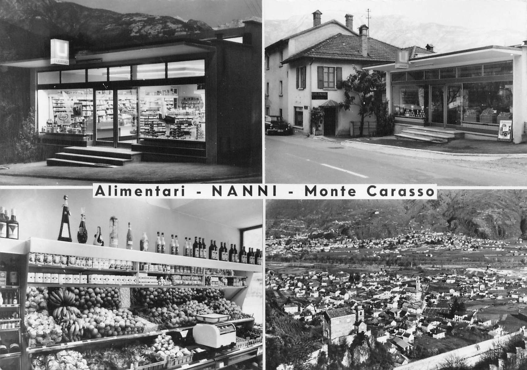 Cartoline postali: Monte Carasso TI Alimentari Nanni e Panorama. G – Usato da Biasca venduto da Blenio71