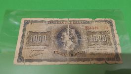 Alte griechische Banknote 1000 Drachmen 1942er Jahre