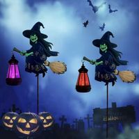 farbenfrohe solarbetriebene Halloween-Hexen-Pendelleuchte