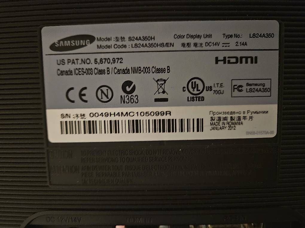 Samsung Monitor: Écran Samsung 24 pouces LS24A350 – Usato da Monthey venduto da darkmine 1