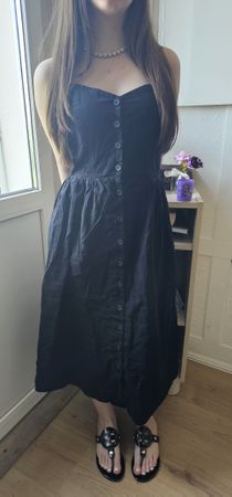 Black Strappy Button-Up Midi Dress - Perfect for Summer! ☀️