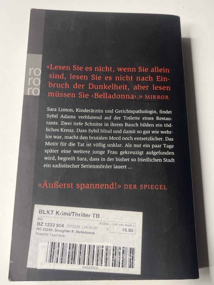 Bücher: Karin Slaughter - Belladonna: Spannender Thriller! – Gebraucht aus Forch von tieckr 1