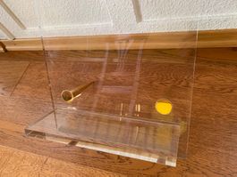 Plexiglas Zeitungsständer mit Messing Stützen - hochwertig
