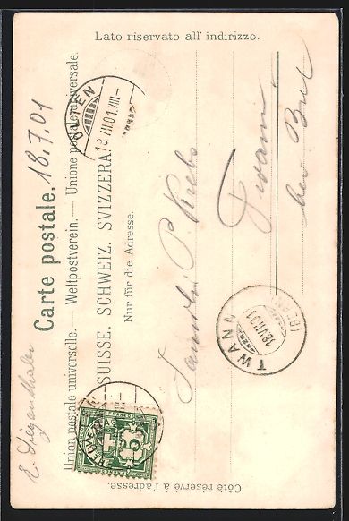 Cartoline postali: Litho Basel, St. Jacob-Denkmal im Mondsc – Usato da Berlin venduto da bartko-reher 1