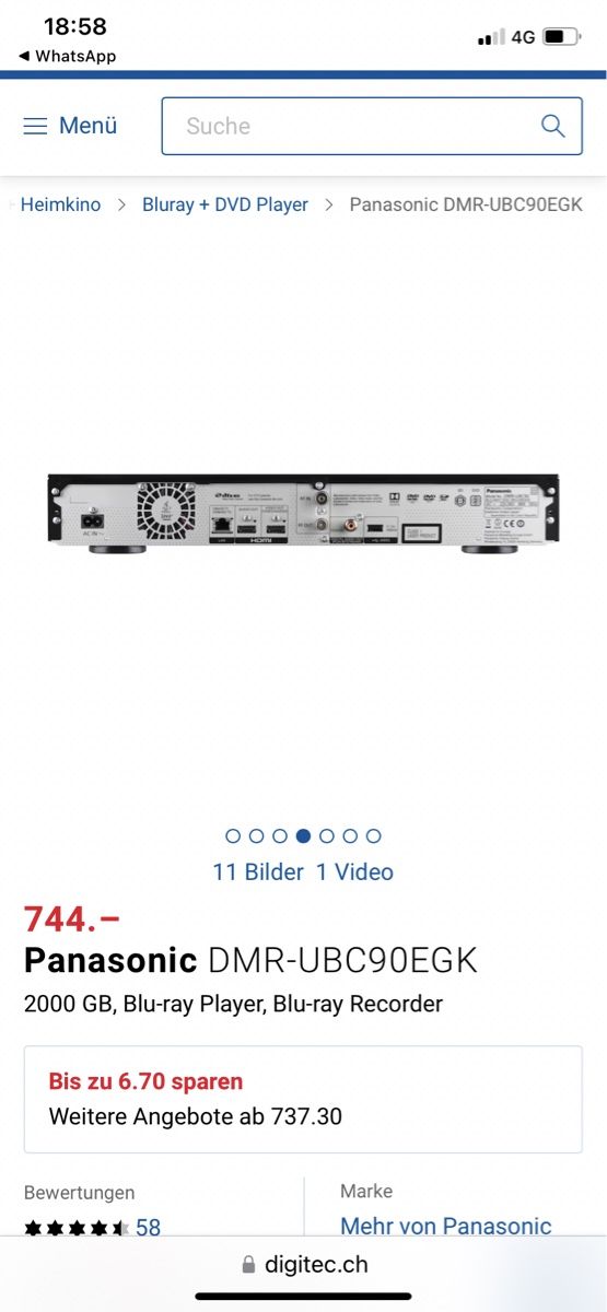 Panasonic Enregistreurs: Panasonic Blu-Ray Recorder mit Triple HD DVB-C/T2 Tuner – Neuf avec emballage d'origine à Neschwil par  6