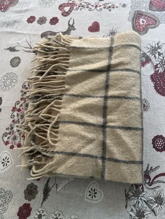 Schal Pelo 100% Kaschmir kariert beige grau kariert