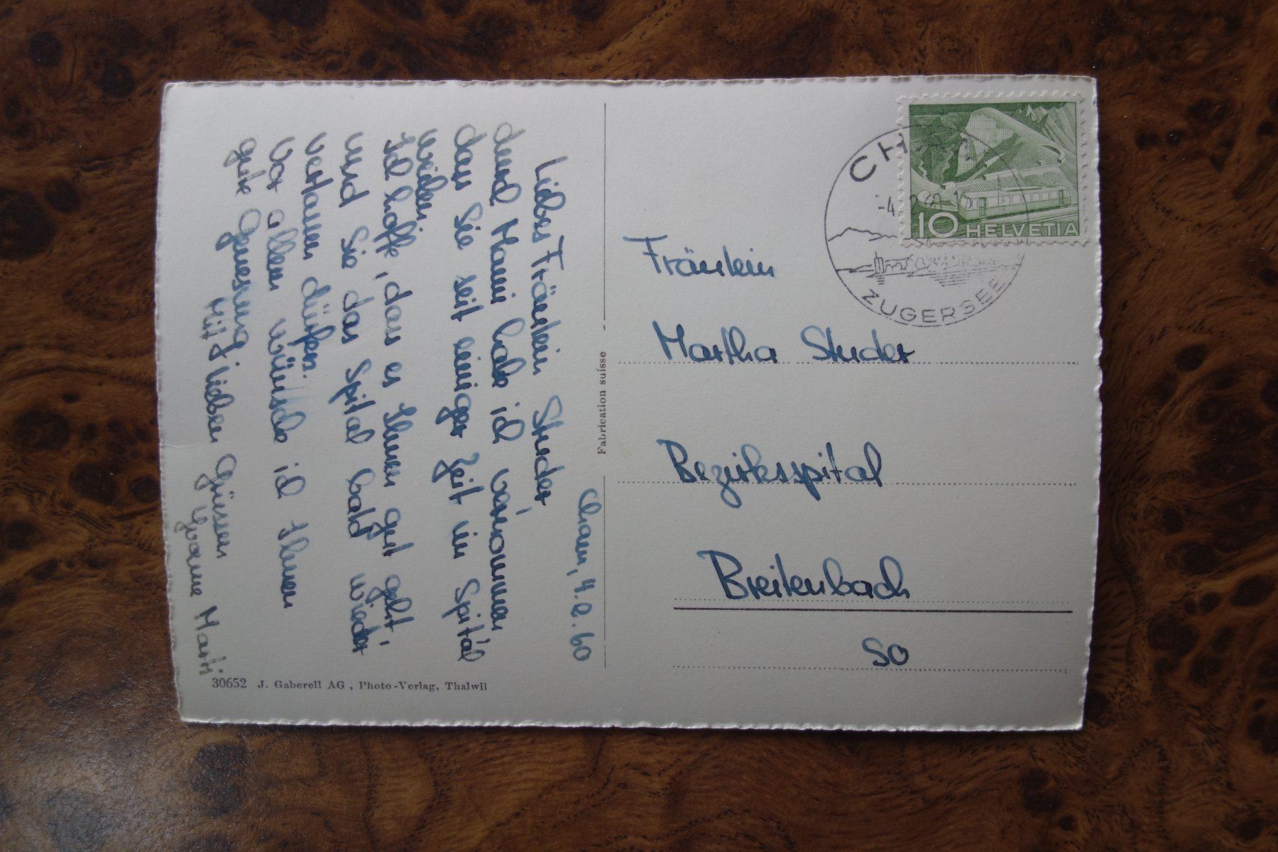 Cartoline postali: Ansichtskarte, Töchterinstitut, Heiligkreuz, Cham  ,  1960 – Usato da Vitznau venduto da Bootpkz 1