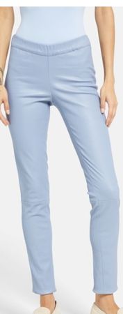 Trendige Leder Leggings in Hellblau, Grösse 34