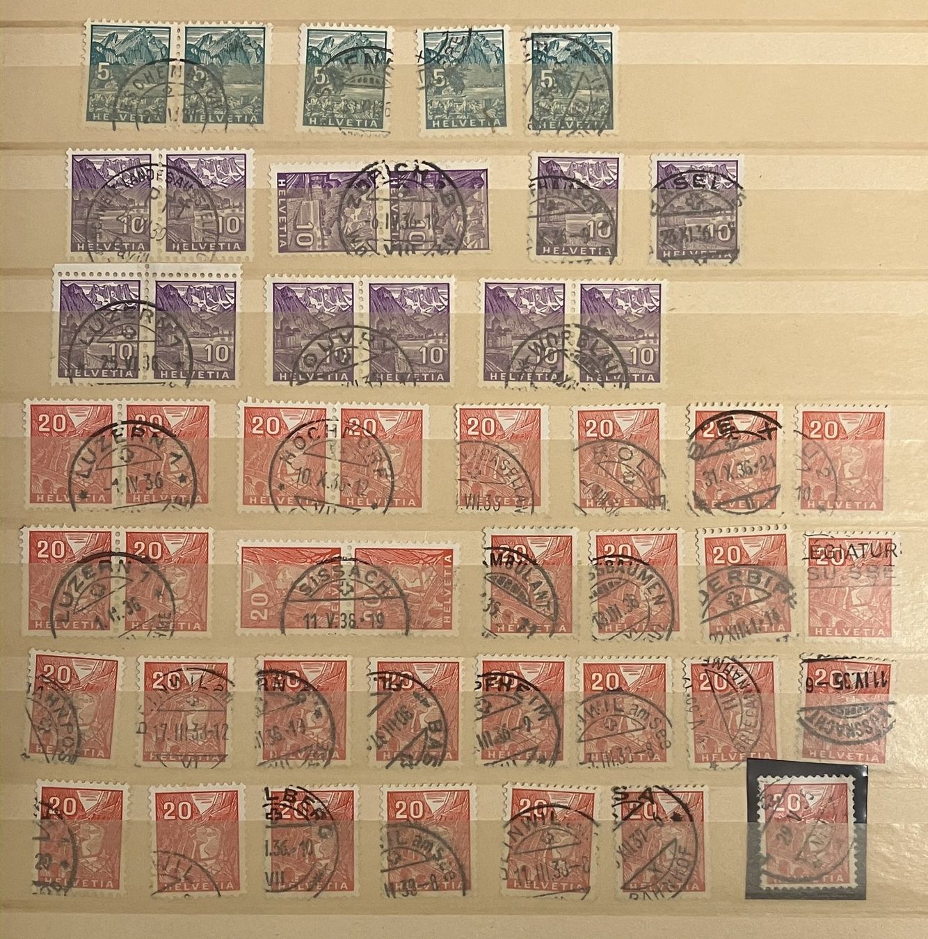 Tous les timbres: LANDSCHAFTEN 1934 ⦿ – Neuf (Voir description) à Oberwil BL par SALOB