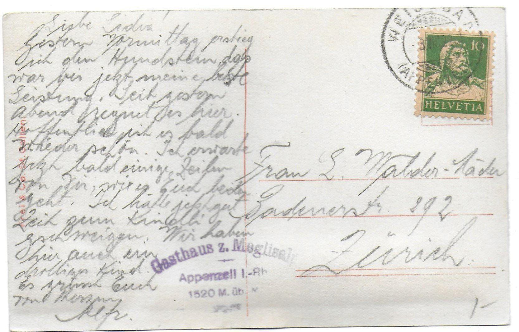 Cartoline postali: Hundstein -  Marwies v. Altmann – Usato da Kloten venduto da kanschweiz 1