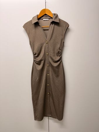 Kleid Zara braun strukturiert mit Goldknöpfen Gr. S