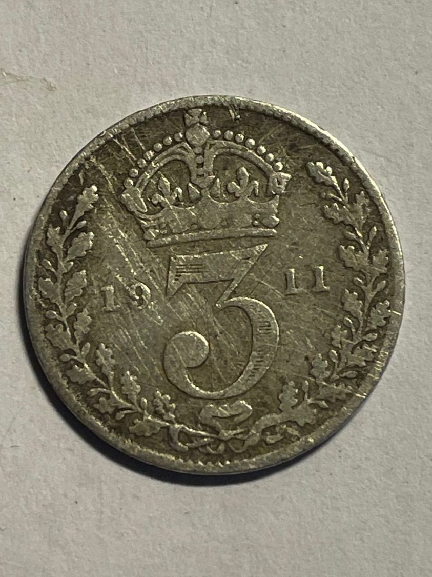 Tutti le monete: (47) England - 3 Pence 1911 – Usato da Aesch BL venduto da masmusgo 1