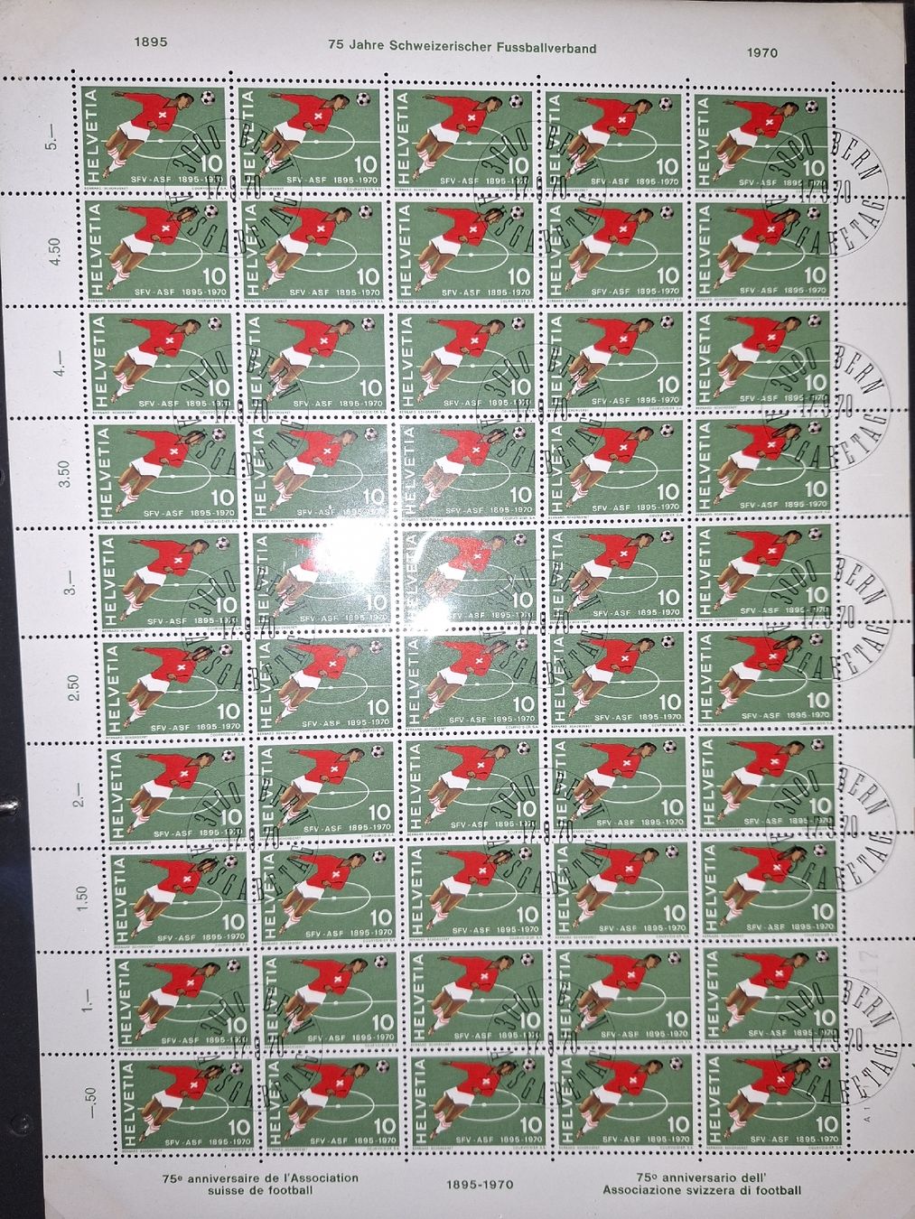 Alle Briefmarken: 50er Bögen 1970 ET  – Gebraucht aus Balgach von SIMEON27 2