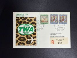 TWA Erstflugbrief Genf - Entebbe / Kampala 1967