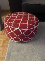 Runder Hocker / Pouf in Rot-Weiss - Top Zustand!