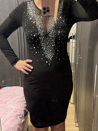 Schwarzes Glitzerkleid Gr. S Bodyflirt Festkleid elegant