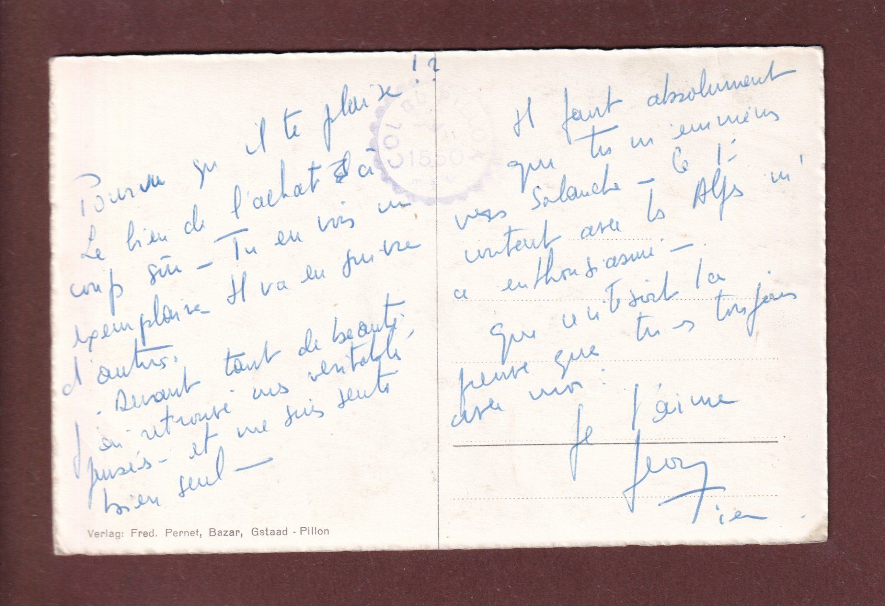Cartoline postali: COL DU PILLON - Chaine de la Palette – Usato da Pully venduto da nicecards 1