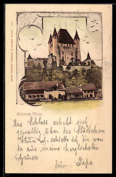 Cartoline postali: AK Thun, Schloss Thun – Usato da Berlin venduto da bartko-reher