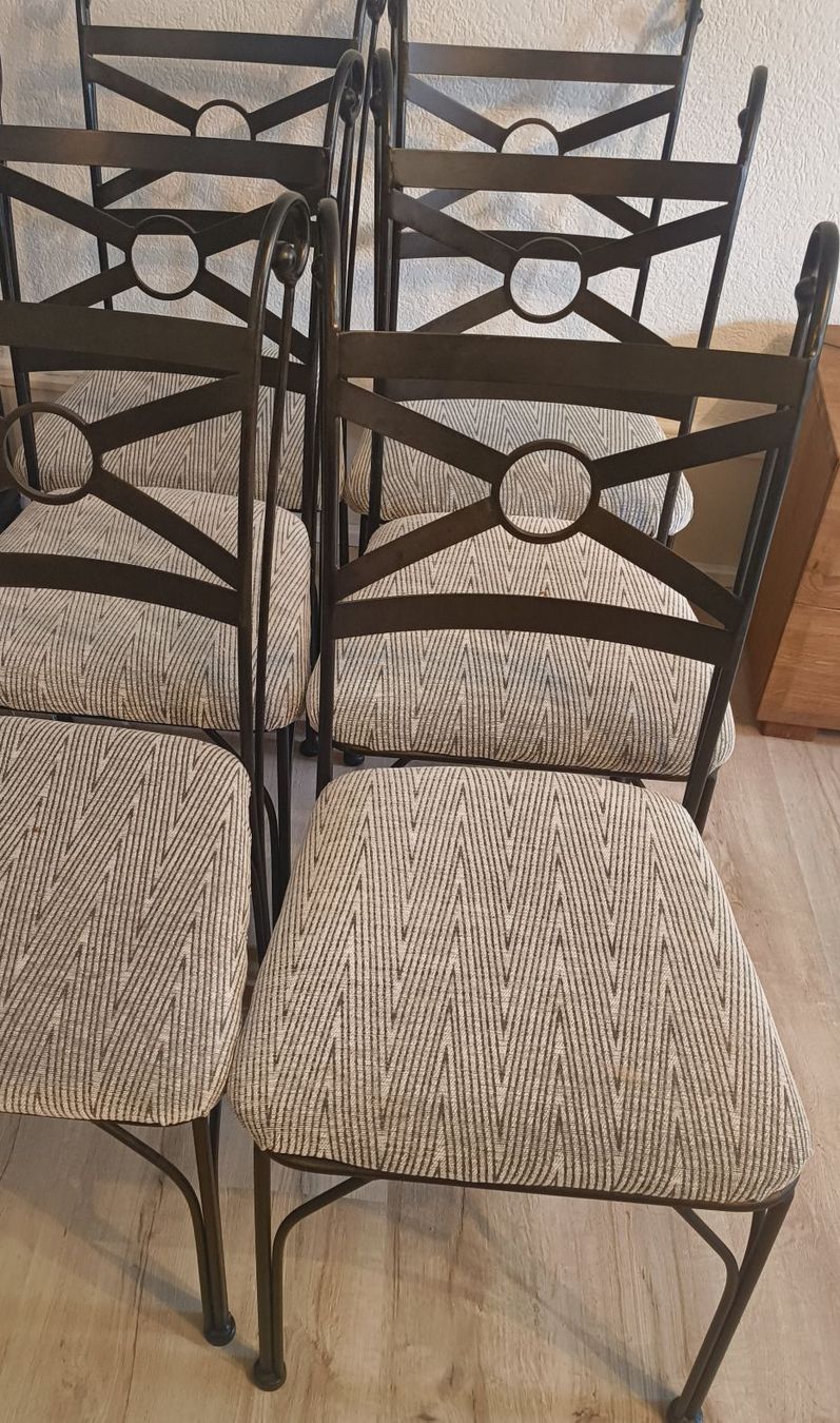 Tische: Esstisch mit 6 Stühlen Metall Glas – Gebraucht aus Waldenburg von sta_6zk6 1