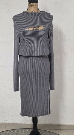 C&A Clockhouse Strickkleid, Grau, XL, neuwertig mit Schlitz