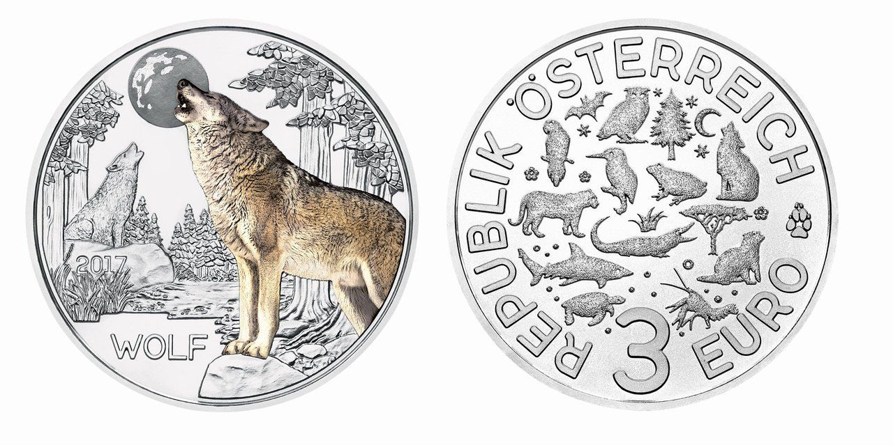 Tutti le monete: Österreich: 3 Euro Der Wolf  2017 – Nuovo (secondo la descrizione) da Liestal venduto da fibonaccis
