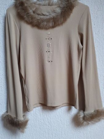 Shirt langarm, festlich mit Kunstpelz Gr.38