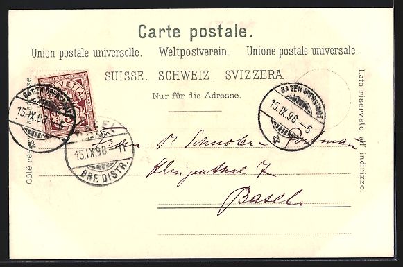 Cartoline postali: Litho Baden, Ortsansicht aus der Vogelsc – Usato da Berlin venduto da bartko-reher 1