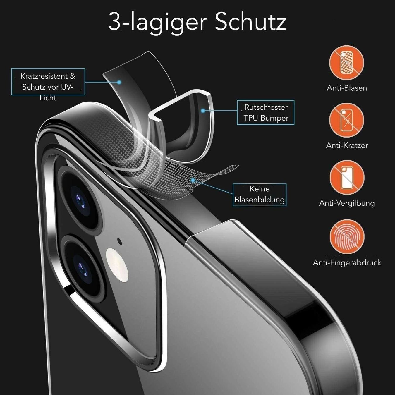 Apple Cover & Protezioni schermo: iPhone 12  Hülle Silikon Schutzhülle – Nuovo (secondo la descrizione) da Holderbank AG venduto da doni3101 3