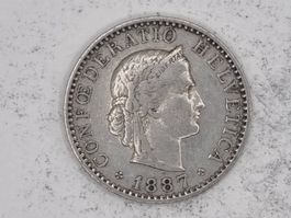 20 rappen 1887  Seltene Jahre, sehr gute Erhaltung