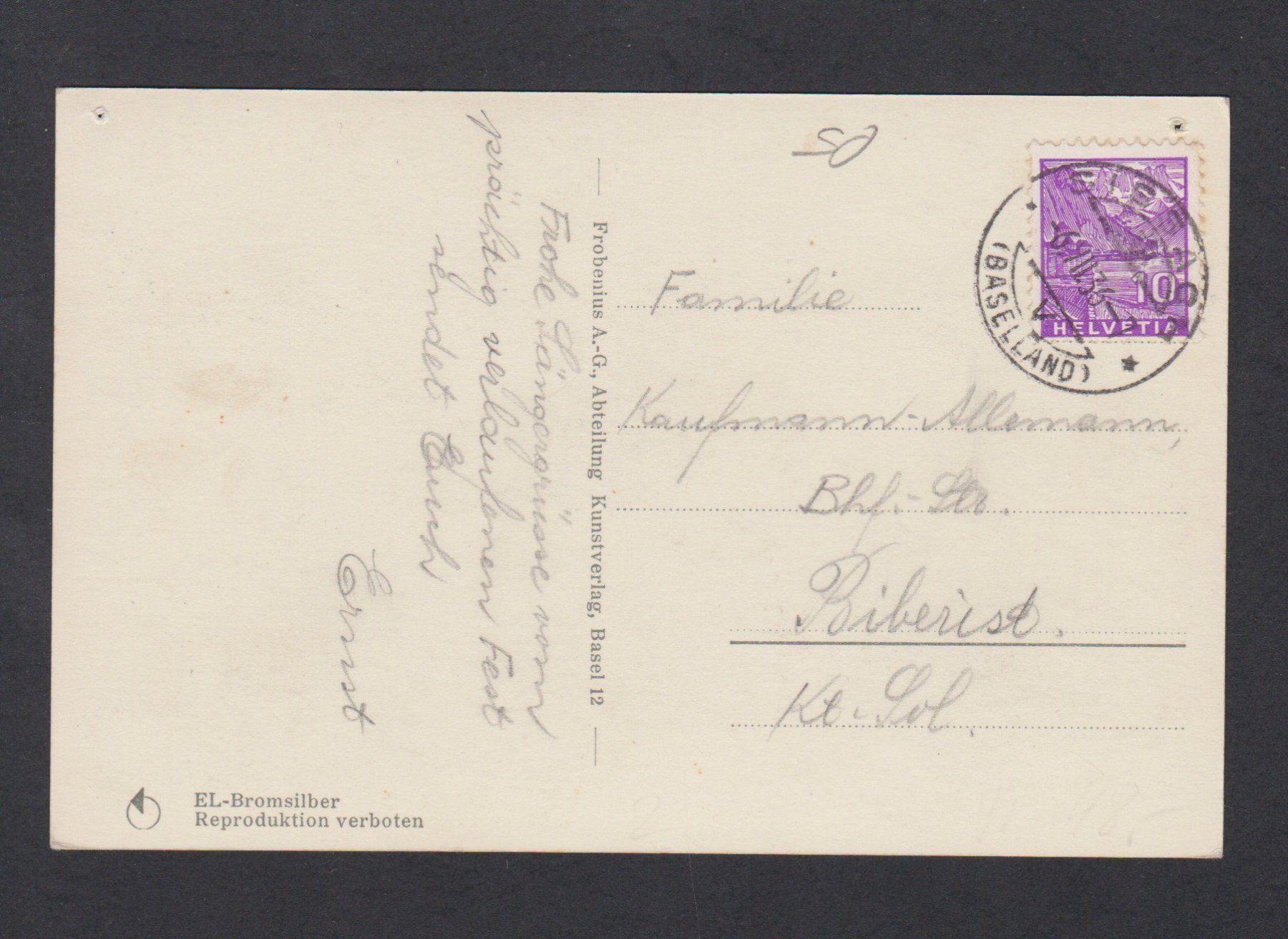 Cartoline postali: Dornachbrugg  SO   :   alte Ansichtskarte von  1936 – Usato da Vitznau venduto da Ropaku 1