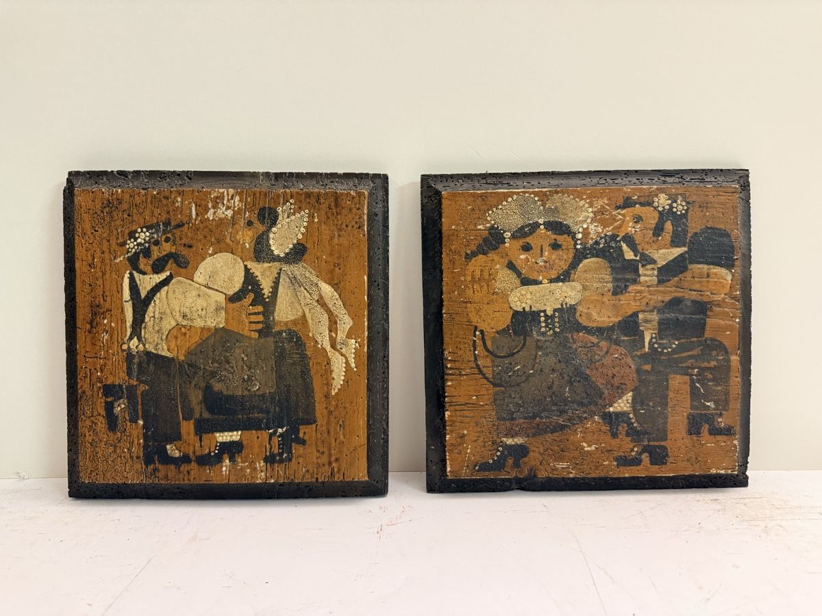 Dipinti: Zwei dekorative Bilder auf Holz – Usato da Solothurn venduto da NUVICO 1