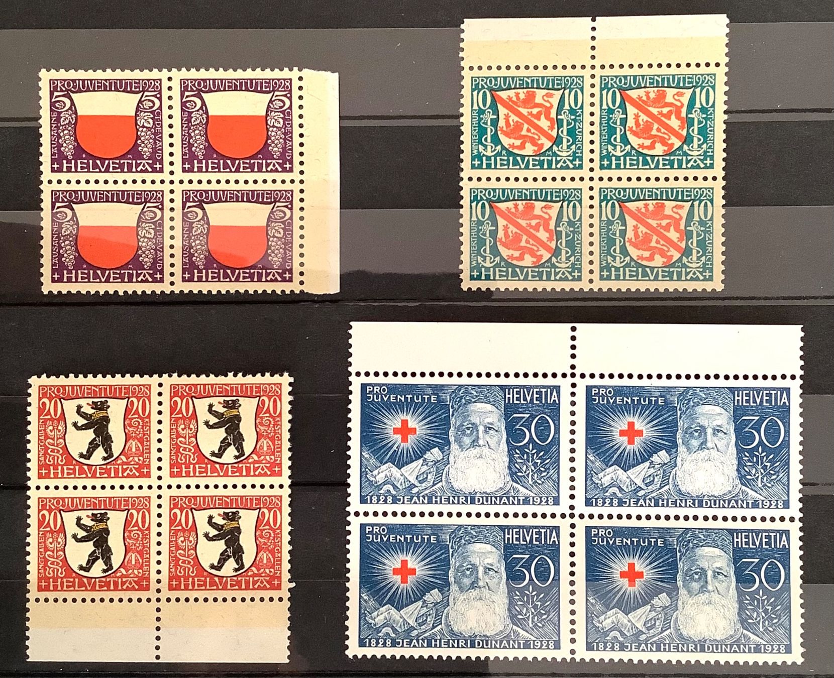 Tutti i francobolli: 1928 Pro Juventute Viererblock Satz ** – Nuovo (secondo la descrizione) da Liestal venduto da Pep3