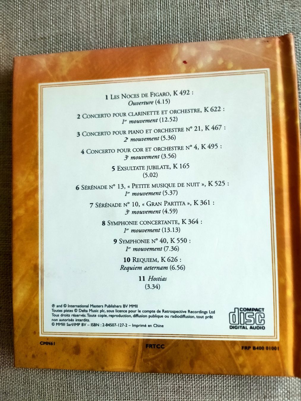 CD: CD Mozart - Parfait état – Nuovo (secondo la descrizione) da Le Locle venduto da Bosibo 1