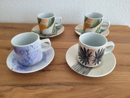 4x Pfister Design-Tassen mit Untertassen