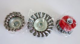 3 Drahtbürsten gezopft Ø125mm - ACHTUNG 5/8"-11 ZOLLGEWINDE