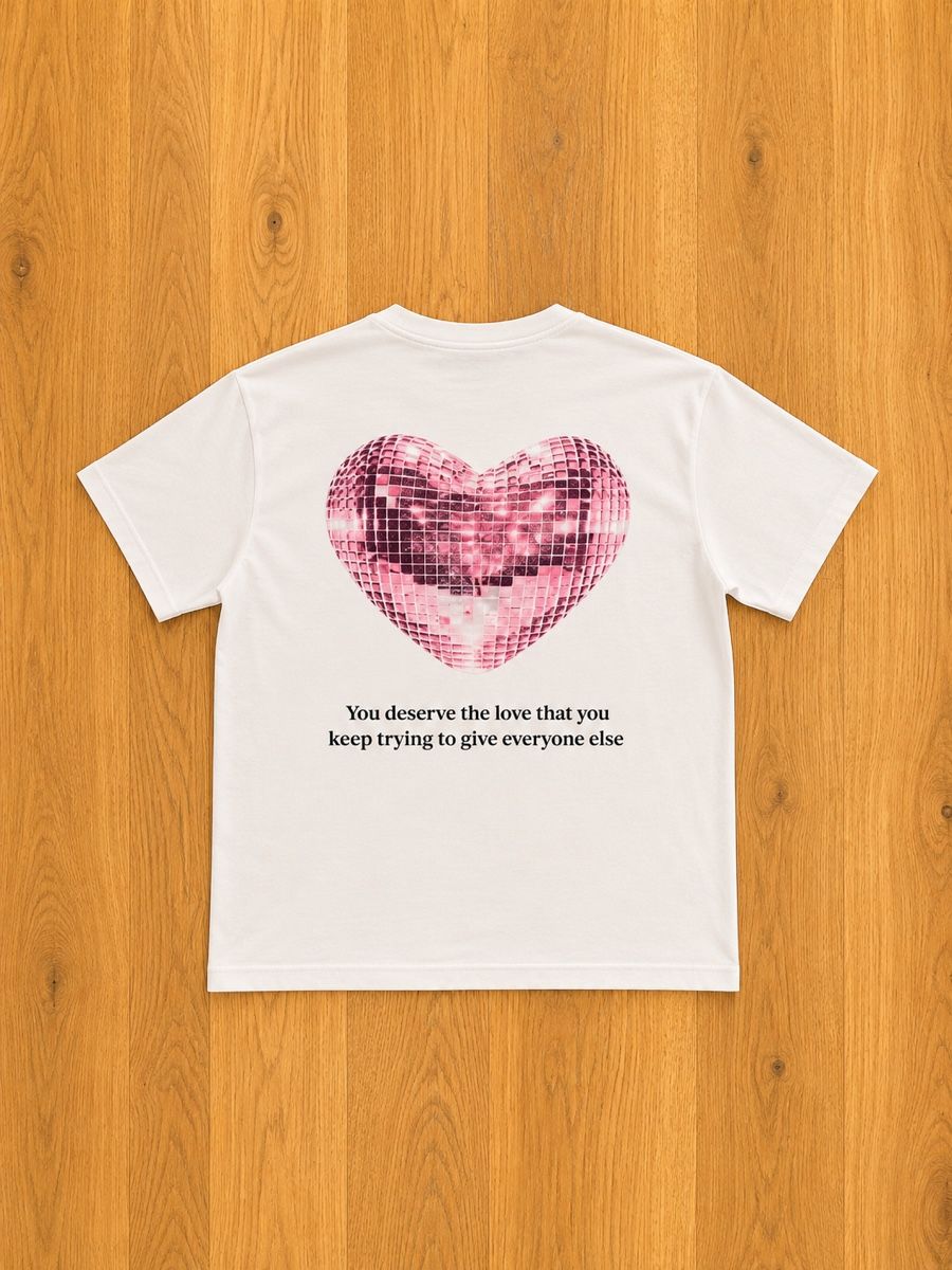 T-shirt: T-shirt blanc cœur rose – Usato da Assens venduto da SireM 2