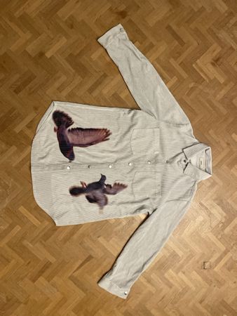 Chemise Zebra à manches longues et motif pigeons