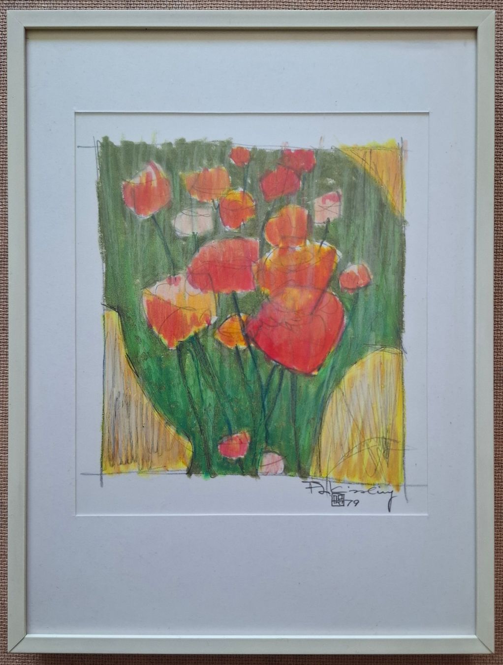 Dipinti: F.J. Kissling, Mutschellen Mischtechnik "Mohnblumen im Feld" – Usato da Aarburg venduto da Rosen_Rot