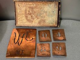 Antike Wäscheschablonen Stickerei, um 1900, Top Zustand!