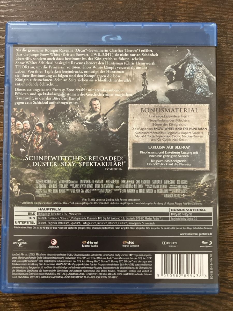 Tutti i DVDs: Snowwhite & the Huntsman BluRay – Usato da Glarus venduto da Jhuber78 1