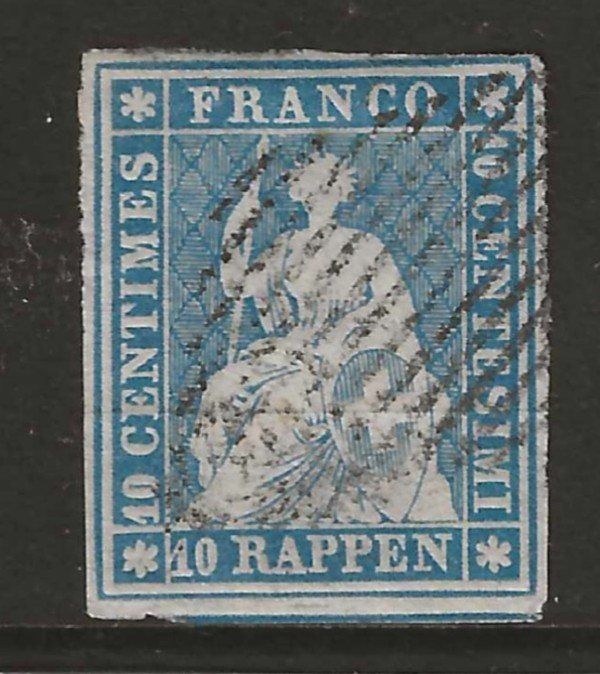 Tutti i francobolli: 1854 : Strubel Nr. 23A - vollrandig – Usato da Gümligen venduto da Geniusbuy