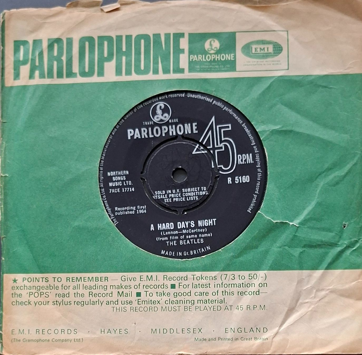 Schallplatten: Vinyl Single Beatles - A Hard Day's Night – Gebraucht aus Langenthal von Modo39