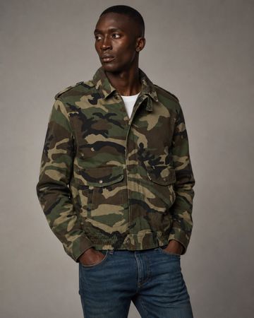 Saint Laurent Green Camouflage Aviator Jacket