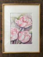 Gemälde Aquarell Blumen  unleserlich signiert