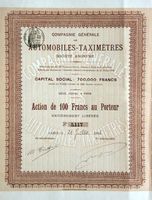 Compagnie Générale des Automobiles-Taximètres SA - 1906