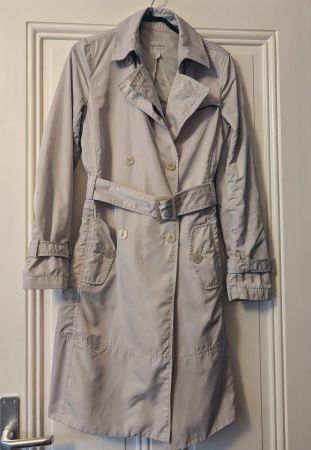 ARMANI : Trench imperméable gris pâle doux et léger 36-38