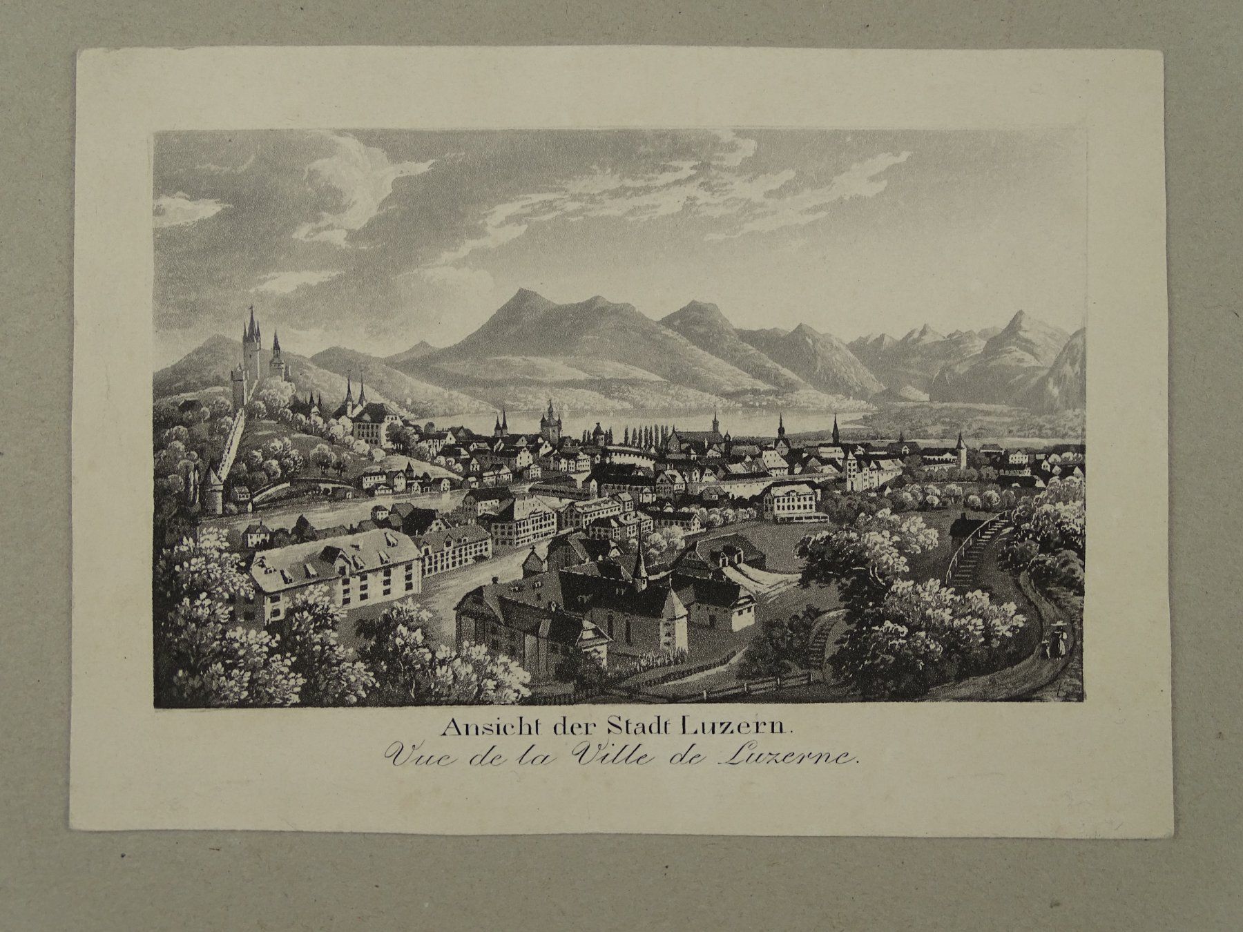 Incisioni: LUZERN, AQUATINTA UM 1850 – Usato da Grüningen venduto da Kartensammler 1
