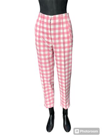Pink Gingham High-Waisted Zara Pants, Size M