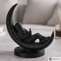 Astronaut on Moon Sculpture - Space-Aesthetic Art - 3D Print